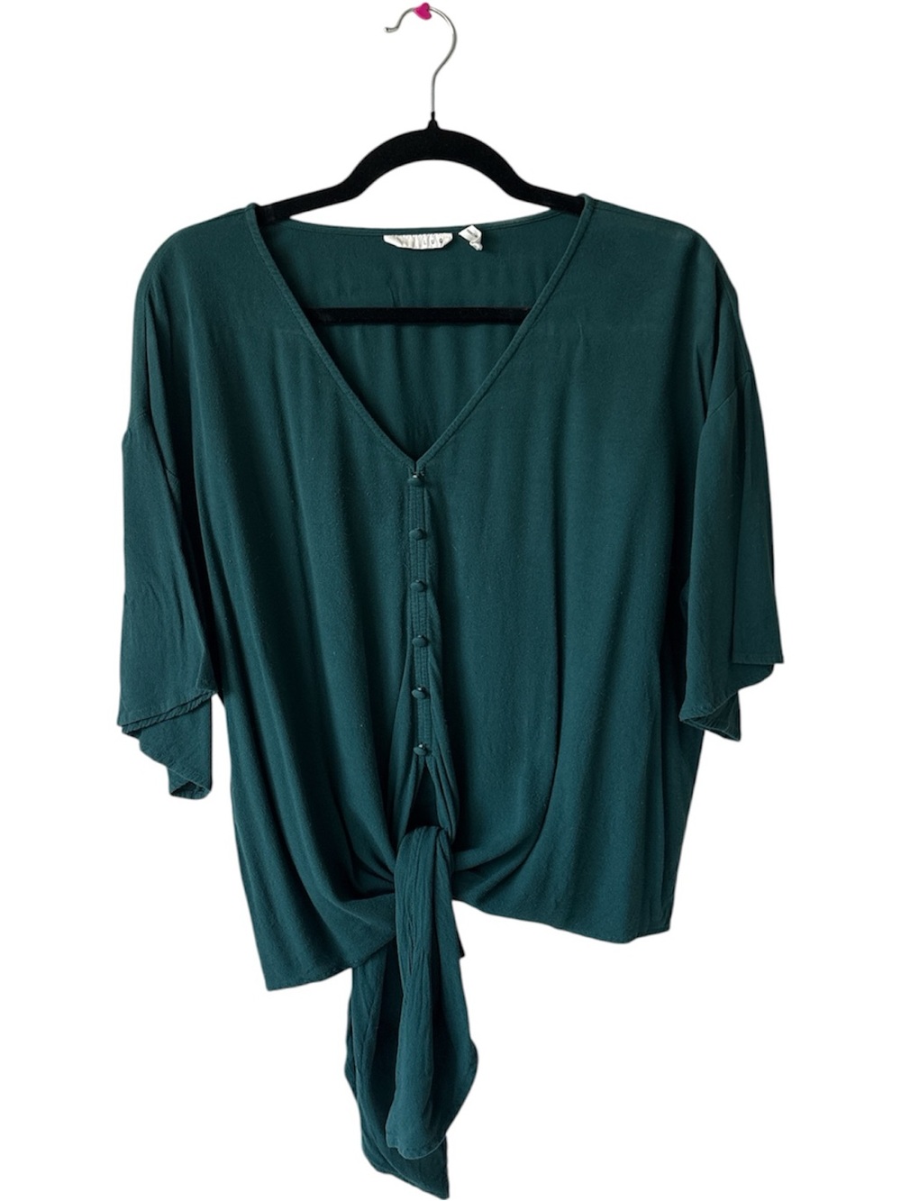 LUQ | Teal Tie-Front Top | L